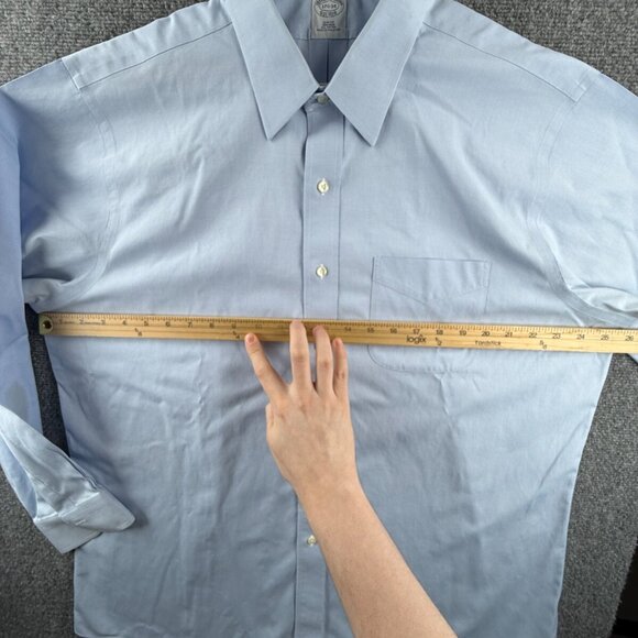 Brooks Brothers Slim Blue Non-Iron Cotton 17.5 34 Button Up Shirt Men Adult - Picture 5 of 16